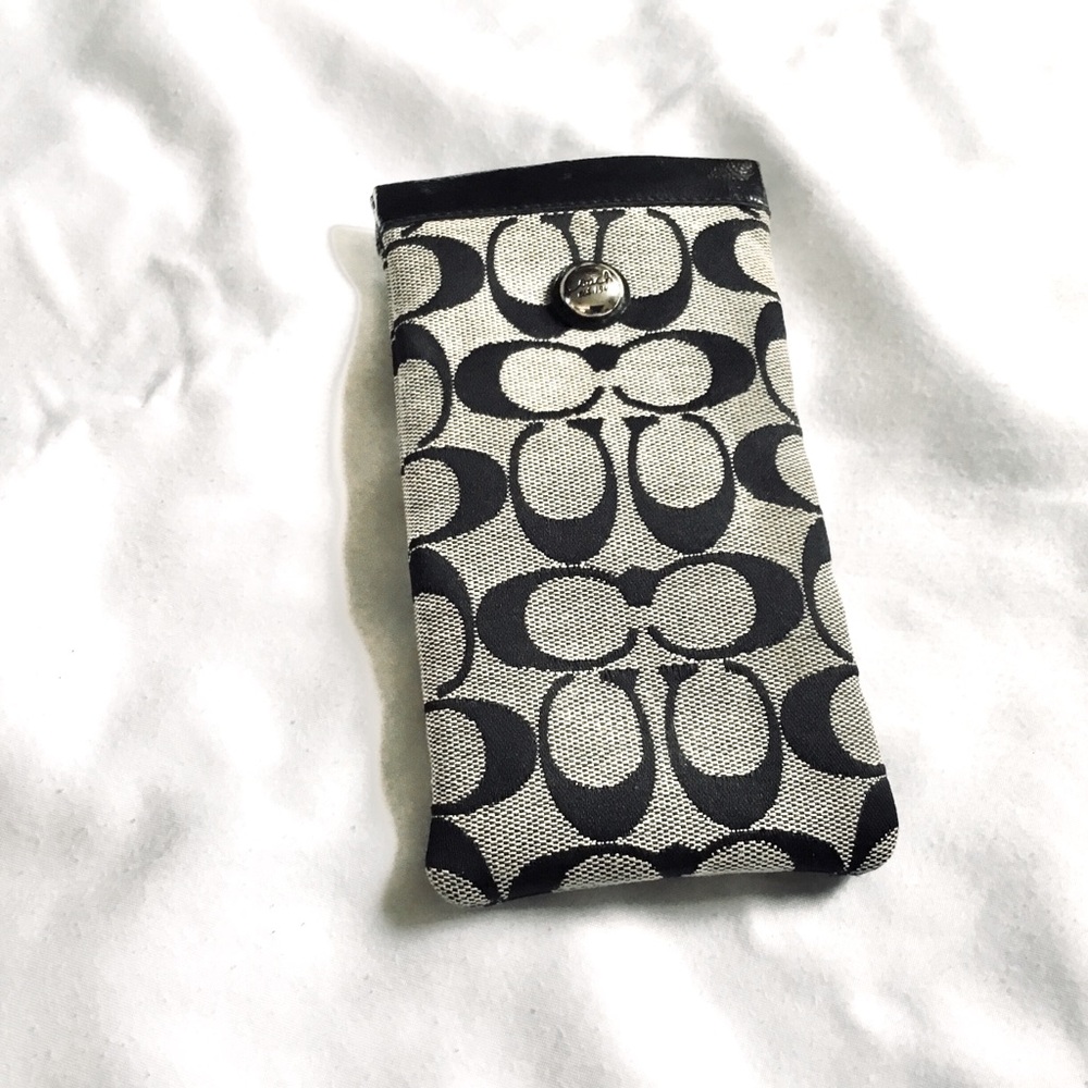 Coach Black and Gray Patterned sunglasses case